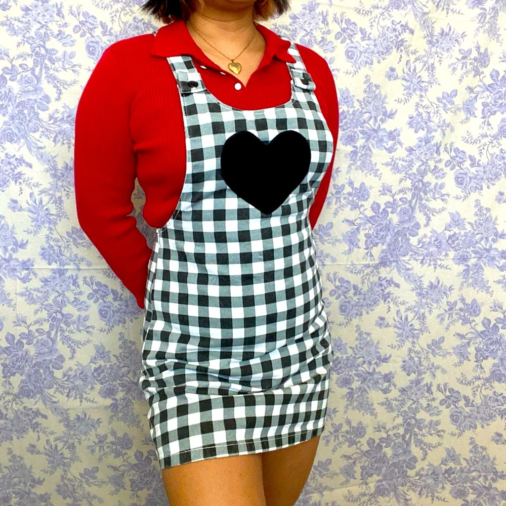 🖤LAZY OAF Gingham Heart Overall Dress🖤